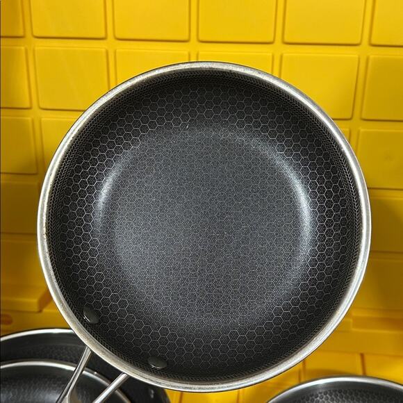 HEXCLAD 4 Piece Nonstick Stainless Steel Frying Pan Set 8 10 12 Wok $600 - Picture 9 of 11